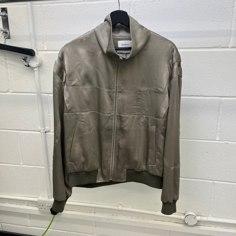 Men's Suede Bomber Jacket Green Size L