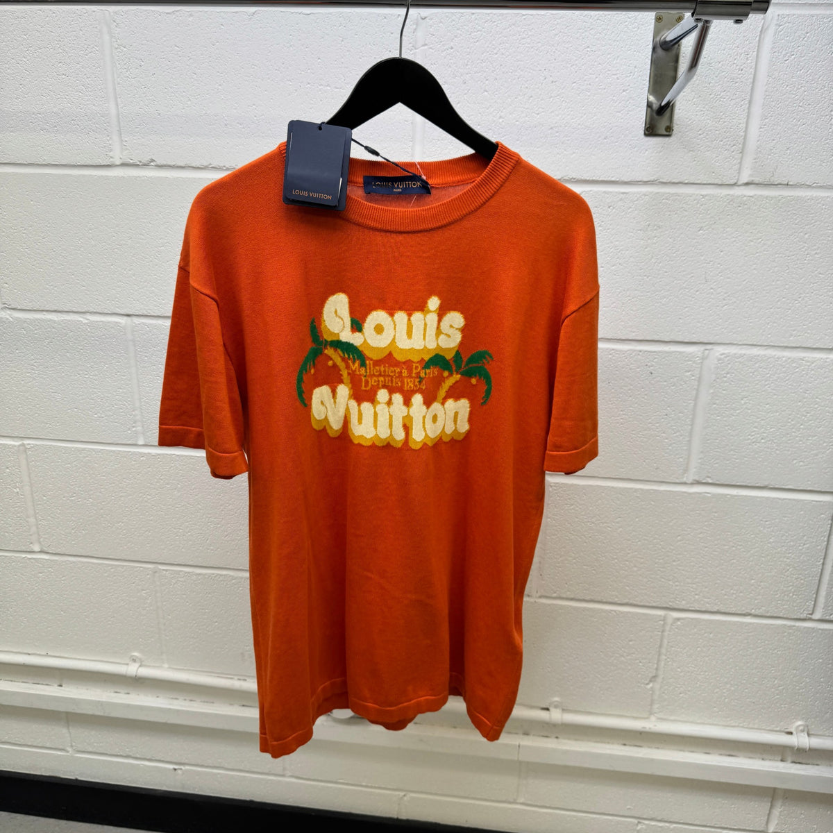 Men's Lv Palm Tree T-Shirt Orange Size M - Photo 12