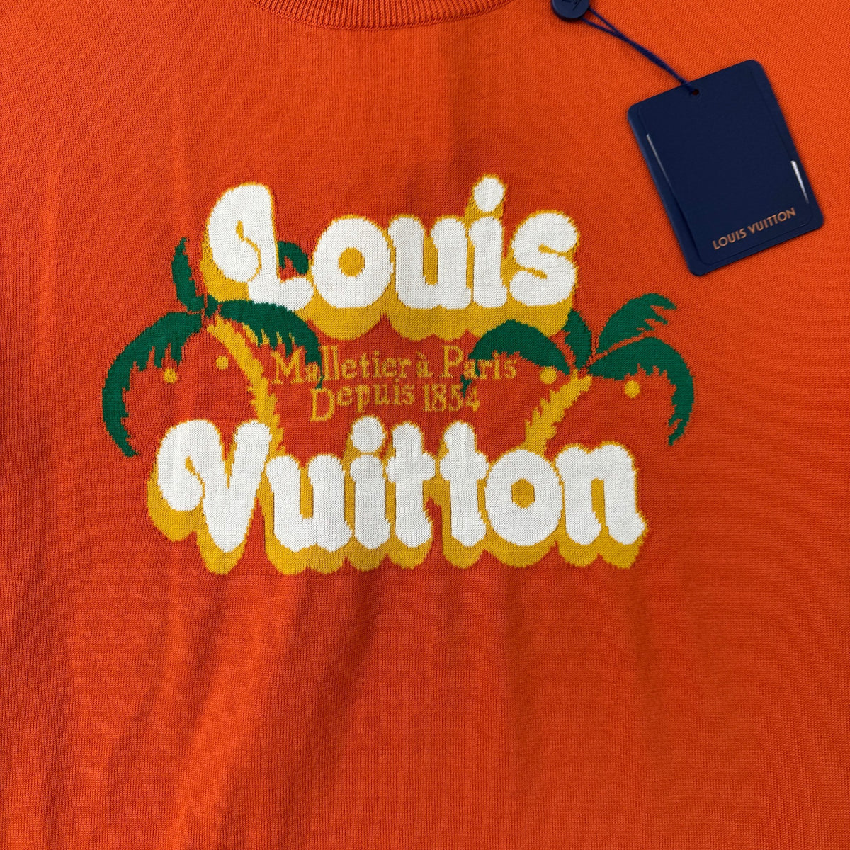 Men's Lv Palm Tree T-Shirt Orange Size M - Photo 7