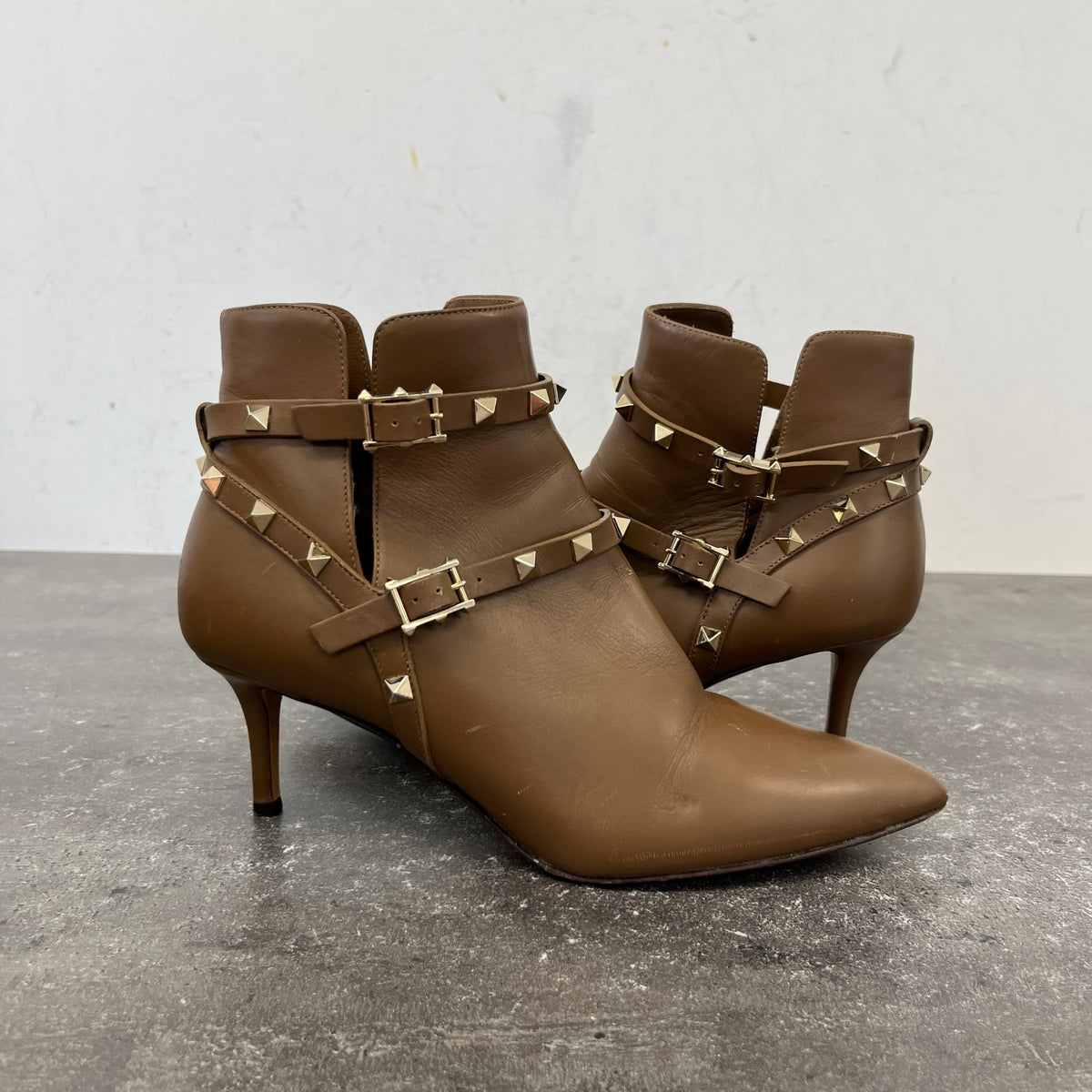 Women's Rockstud Bootie Heels Brown Size UK 5.5 / EU 38.5 - Photo 11
