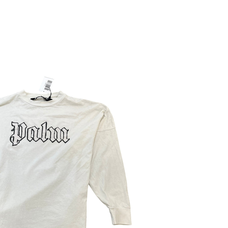 Men's Logo Print Long Sleeve T-Shirt White Size S