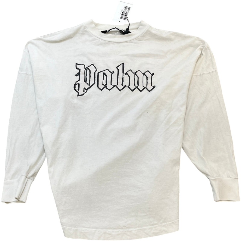 Men's Logo Print Long Sleeve T-Shirt White Size S