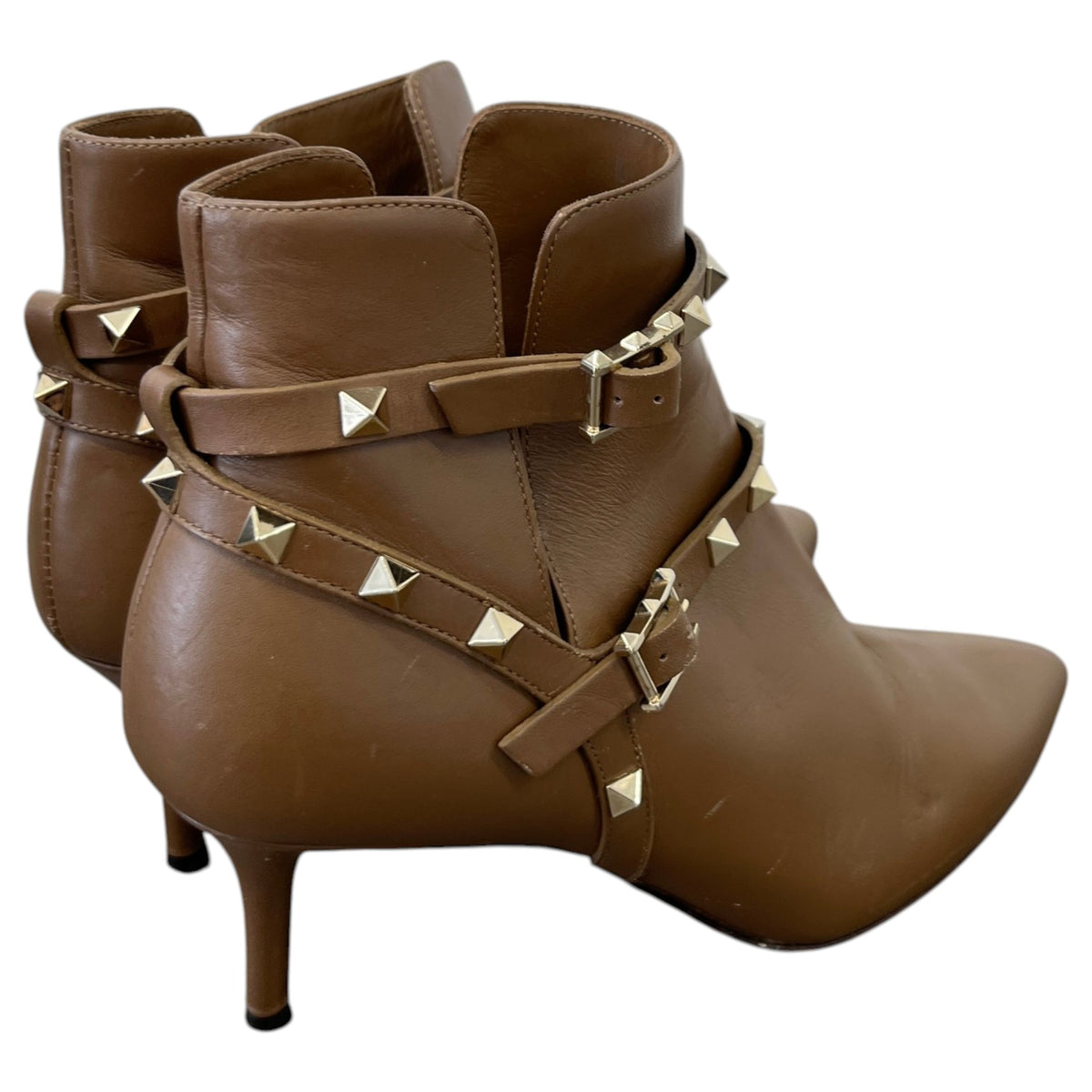 Women's Rockstud Bootie Heels Brown Size UK 5.5 / EU 38.5 - Photo 8