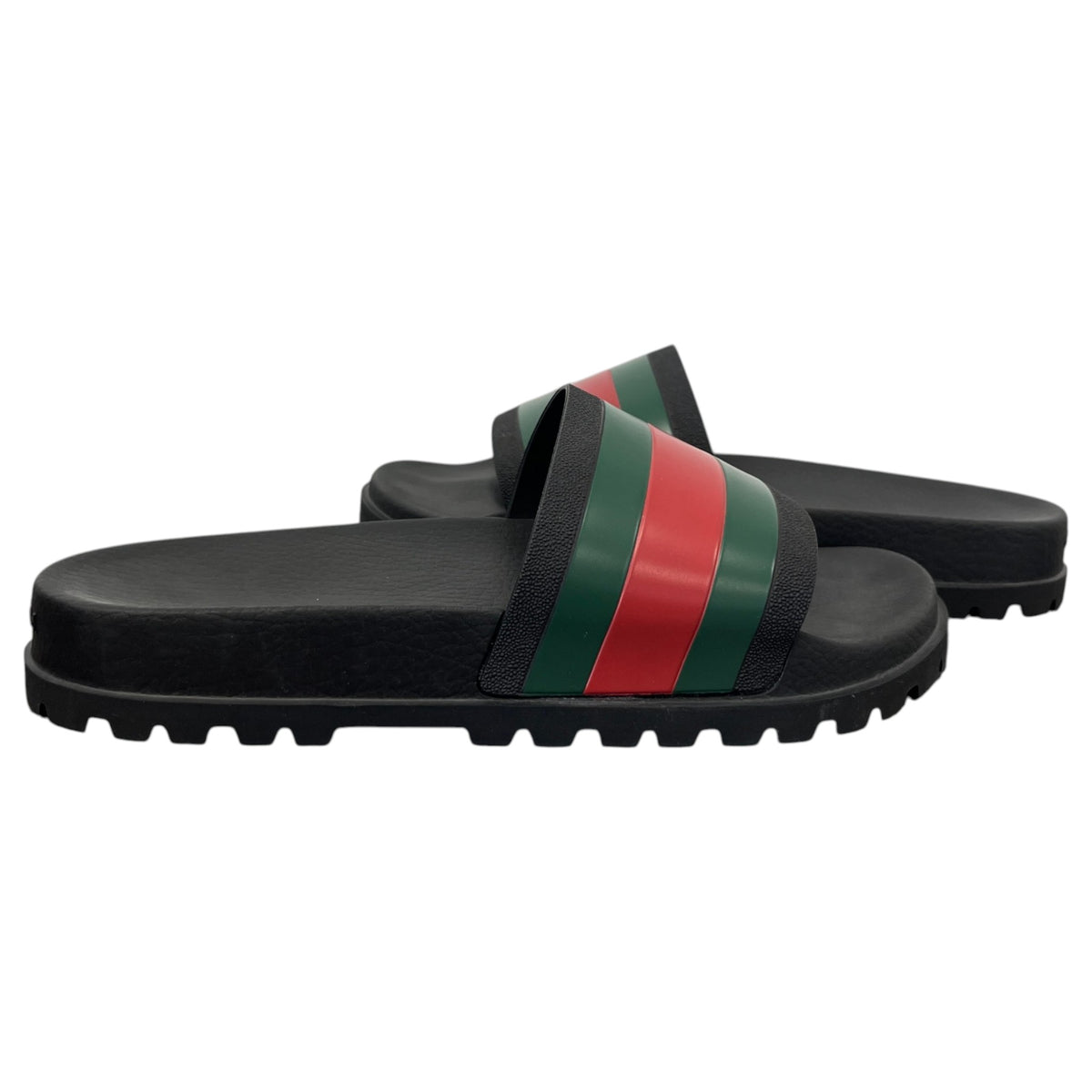 Men's Web Stripe Pool Slides Black Size UK 9 / EU 43 - Photo 3