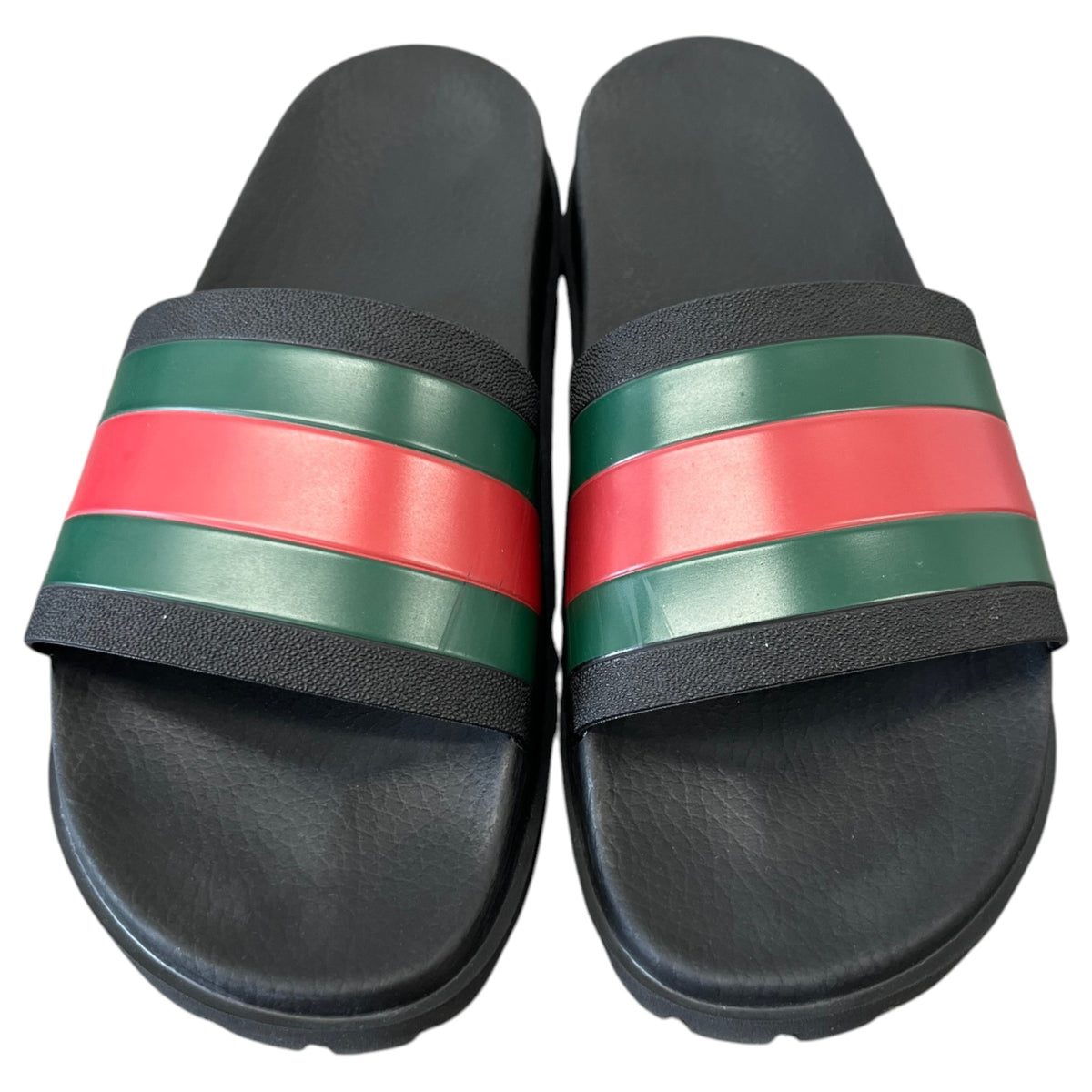 Men's Web Stripe Pool Slides Black Size UK 9 / EU 43 - Photo 6