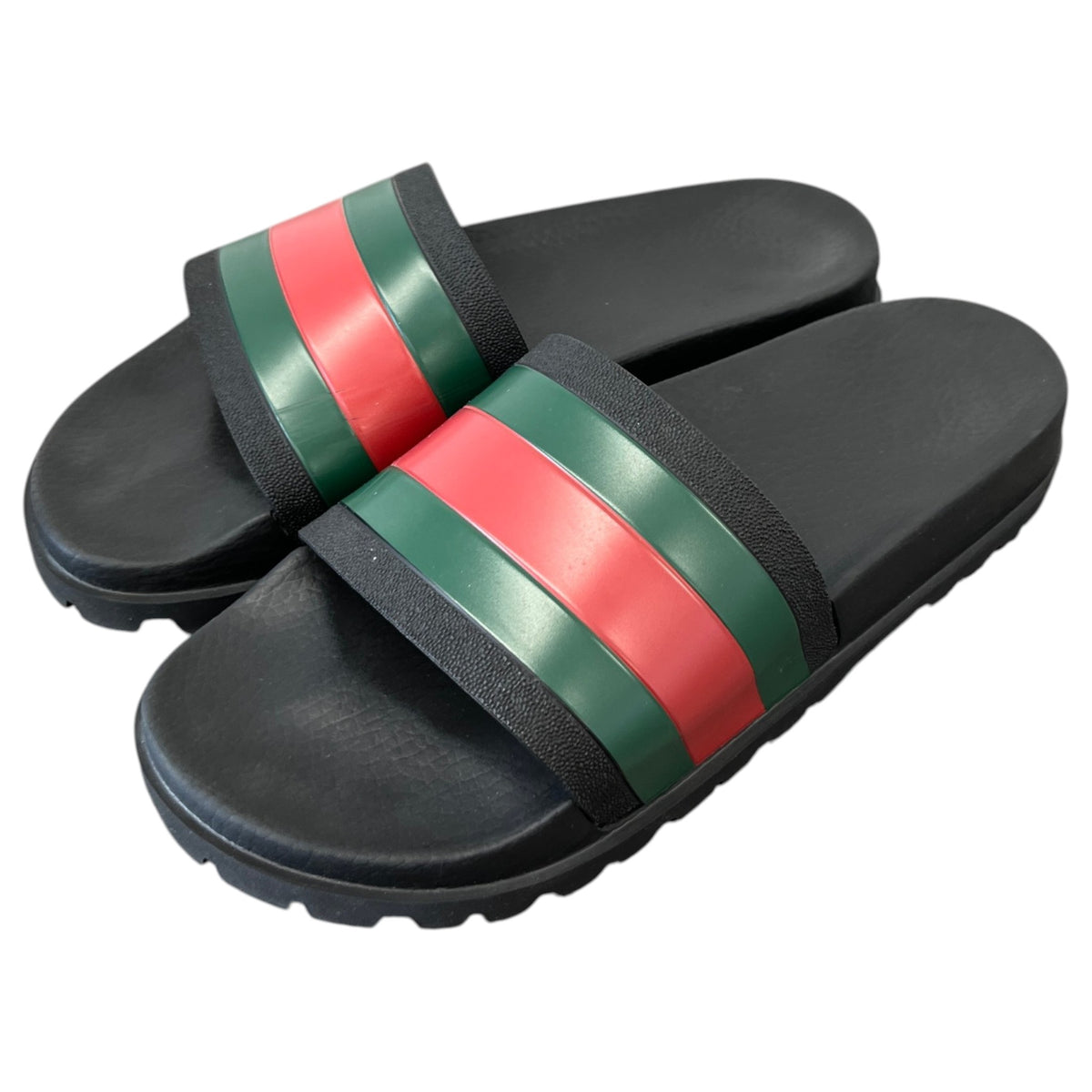 Men's Web Stripe Pool Slides Black Size UK 9 / EU 43 - Photo 9