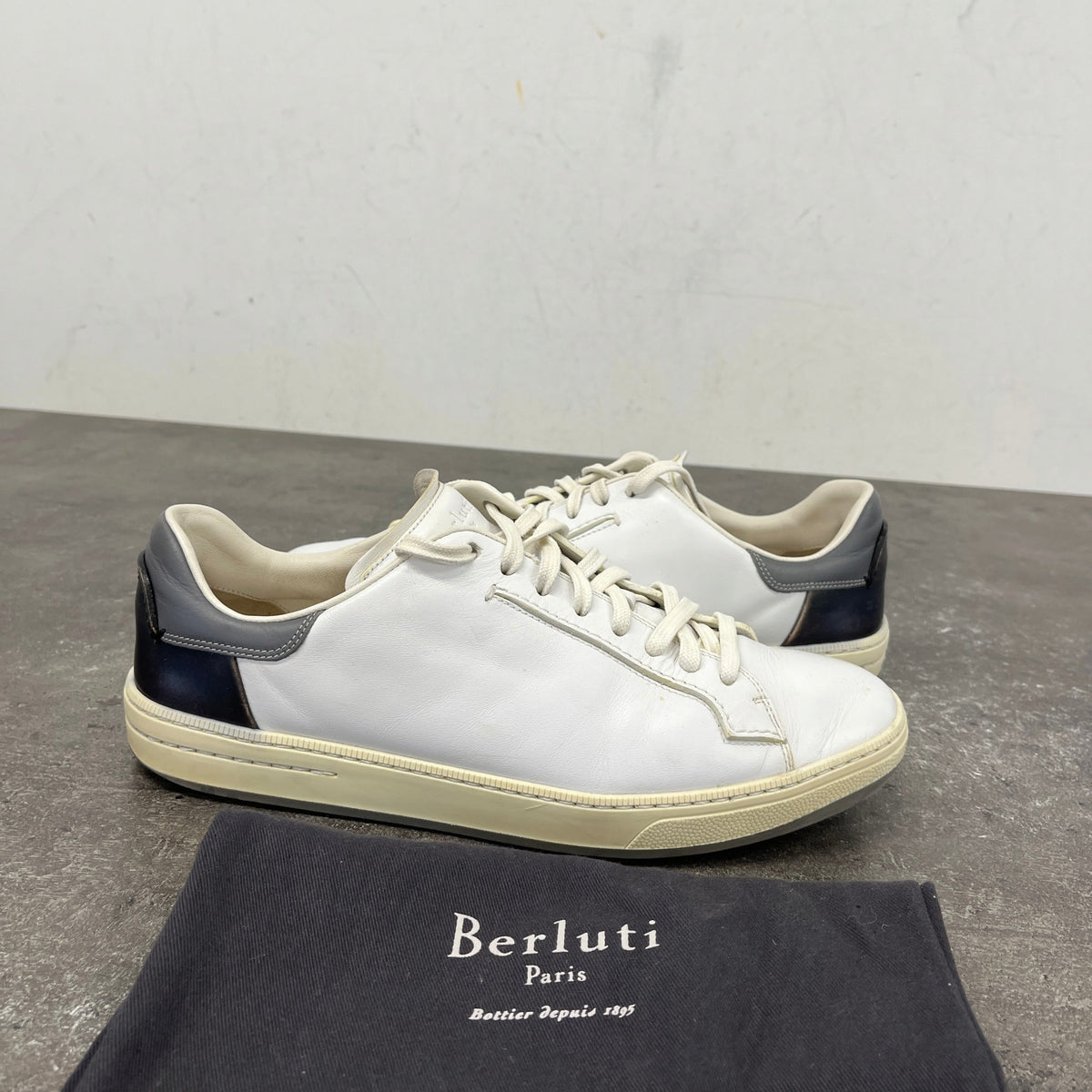 Men's Leather Low Trainers White Size UK 8 / EU 42 - Photo 12