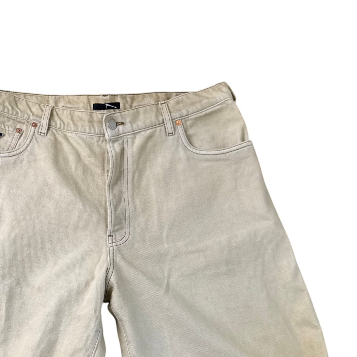 Men's Plaque Logo Shorts Beige Size L / W34 - Photo 3