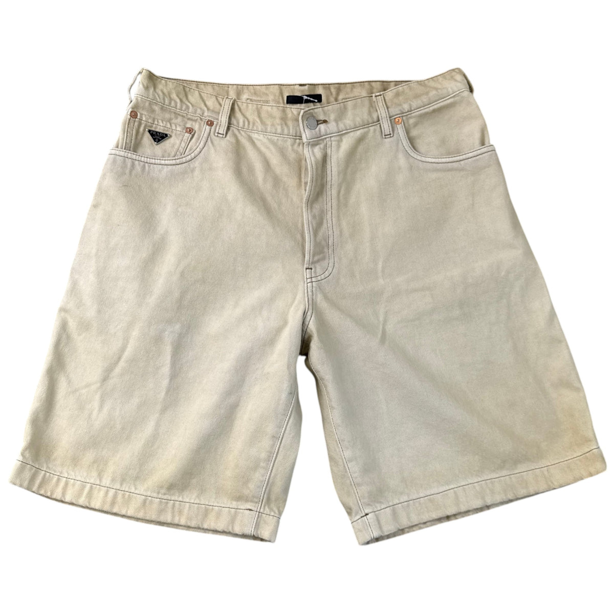 Men's Plaque Logo Shorts Beige Size L / W34 - Photo 1