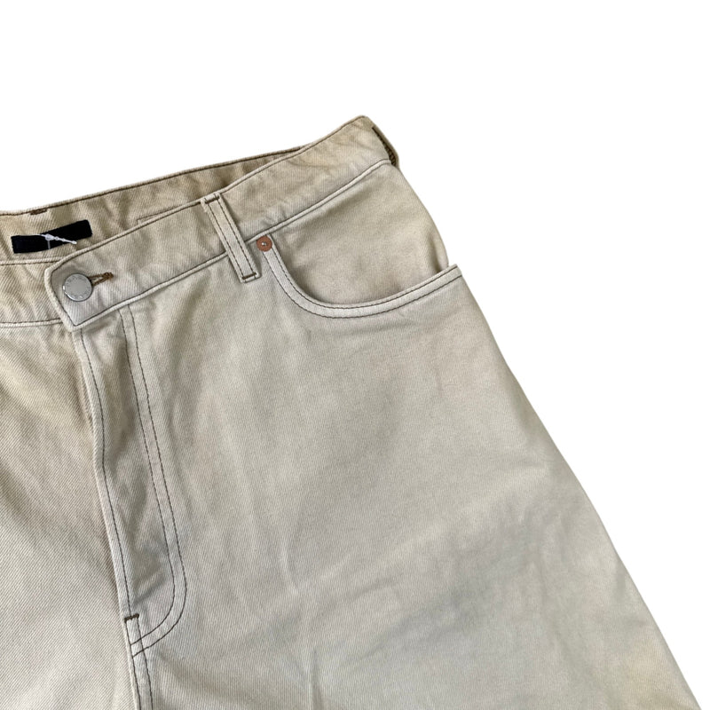 Men's Plaque Logo Shorts Beige Size L / W34