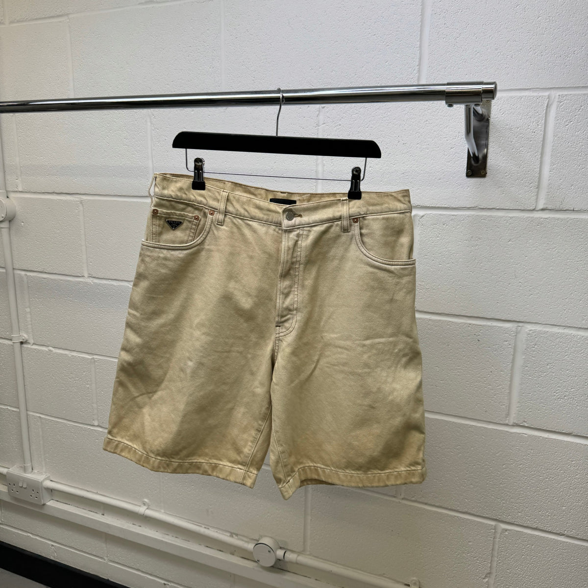 Men's Plaque Logo Shorts Beige Size L / W34 - Photo 10