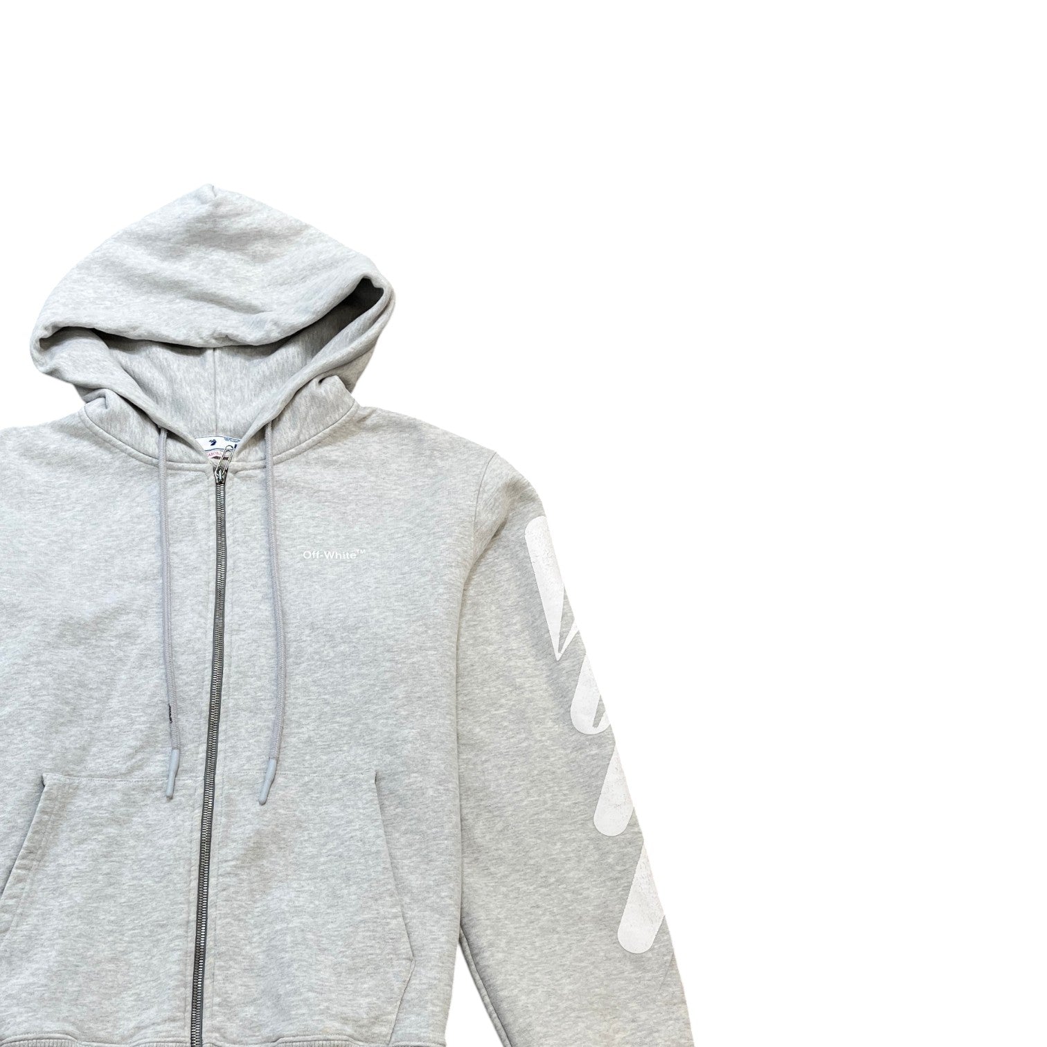Men's Wave Diag Print Zip Up Hoodie Grey Size L - Photo 3