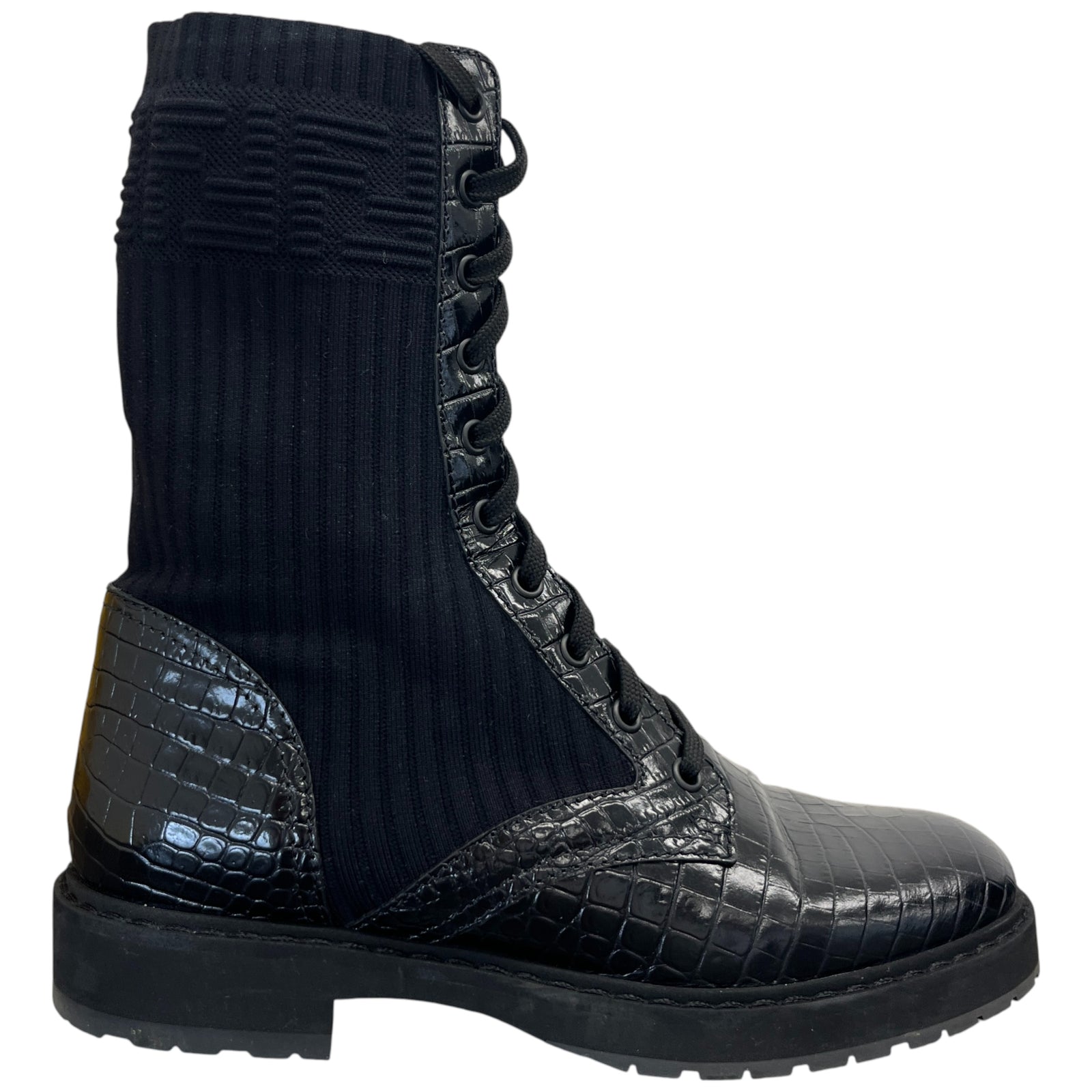 Women's Ff Rockoko Croc Biker Boots Black Size EU 38 / UK 5 - Photo 1