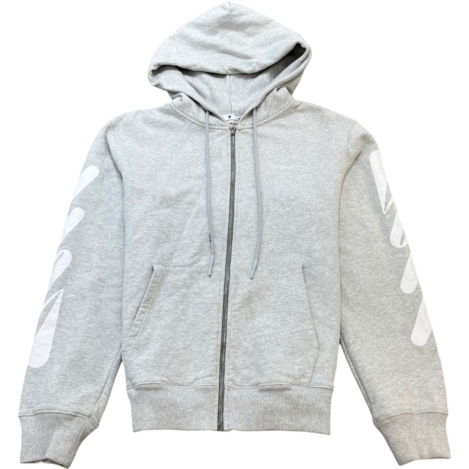 Men's Wave Diag Print Zip Up Hoodie Grey Size L - Photo 1
