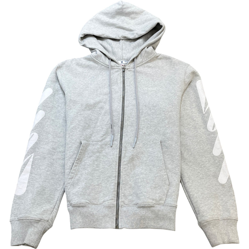 Men's Wave Diag Print Zip Up Hoodie Grey Size L