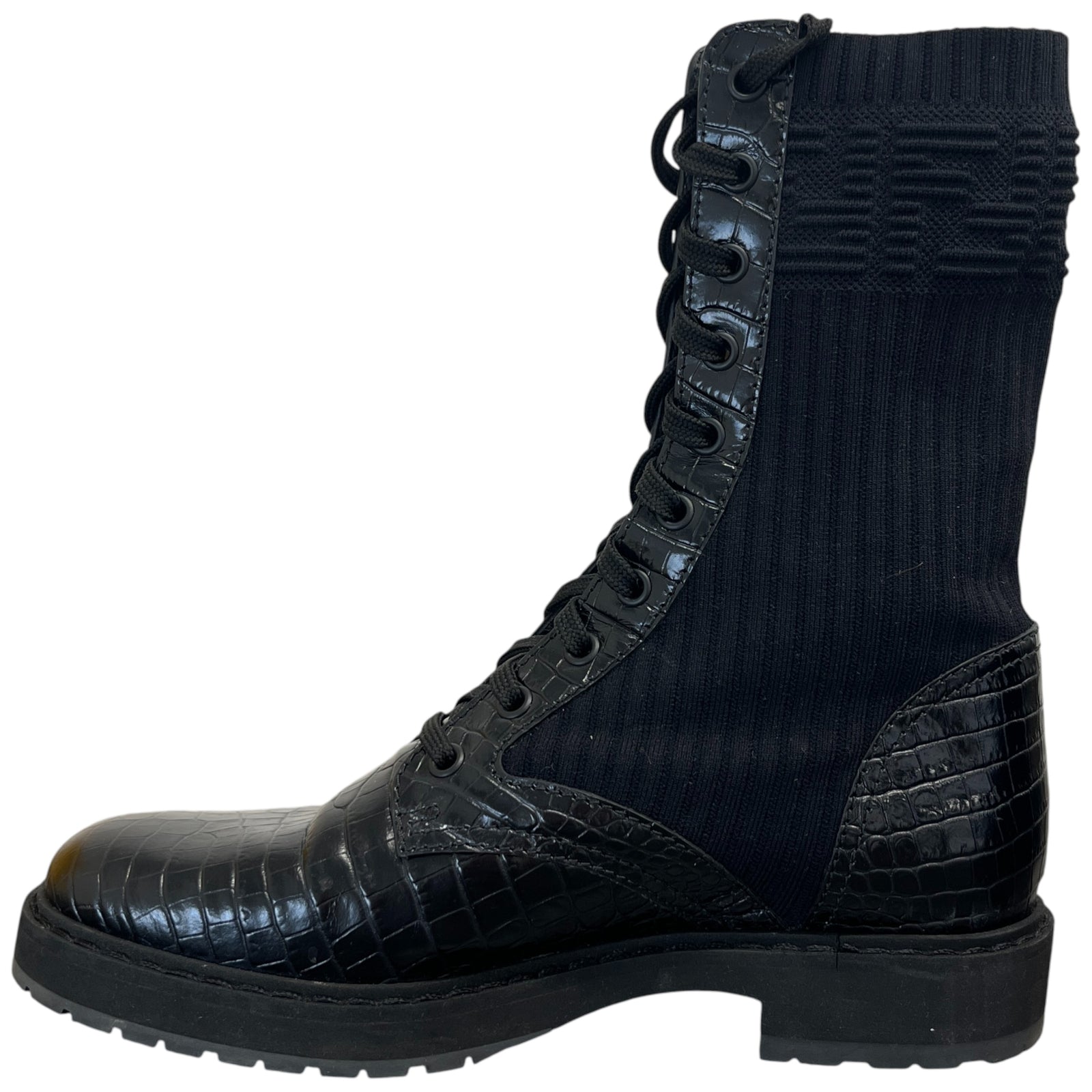 Women's Ff Rockoko Croc Biker Boots Black Size EU 38 / UK 5 - Photo 2