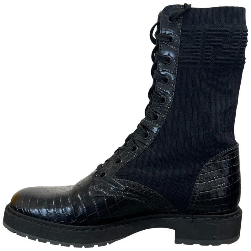 Women's Ff Rockoko Croc Biker Boots Black Size EU 38 / UK 5
