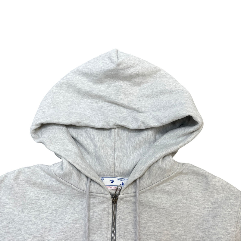 Men's Wave Diag Print Zip Up Hoodie Grey Size L