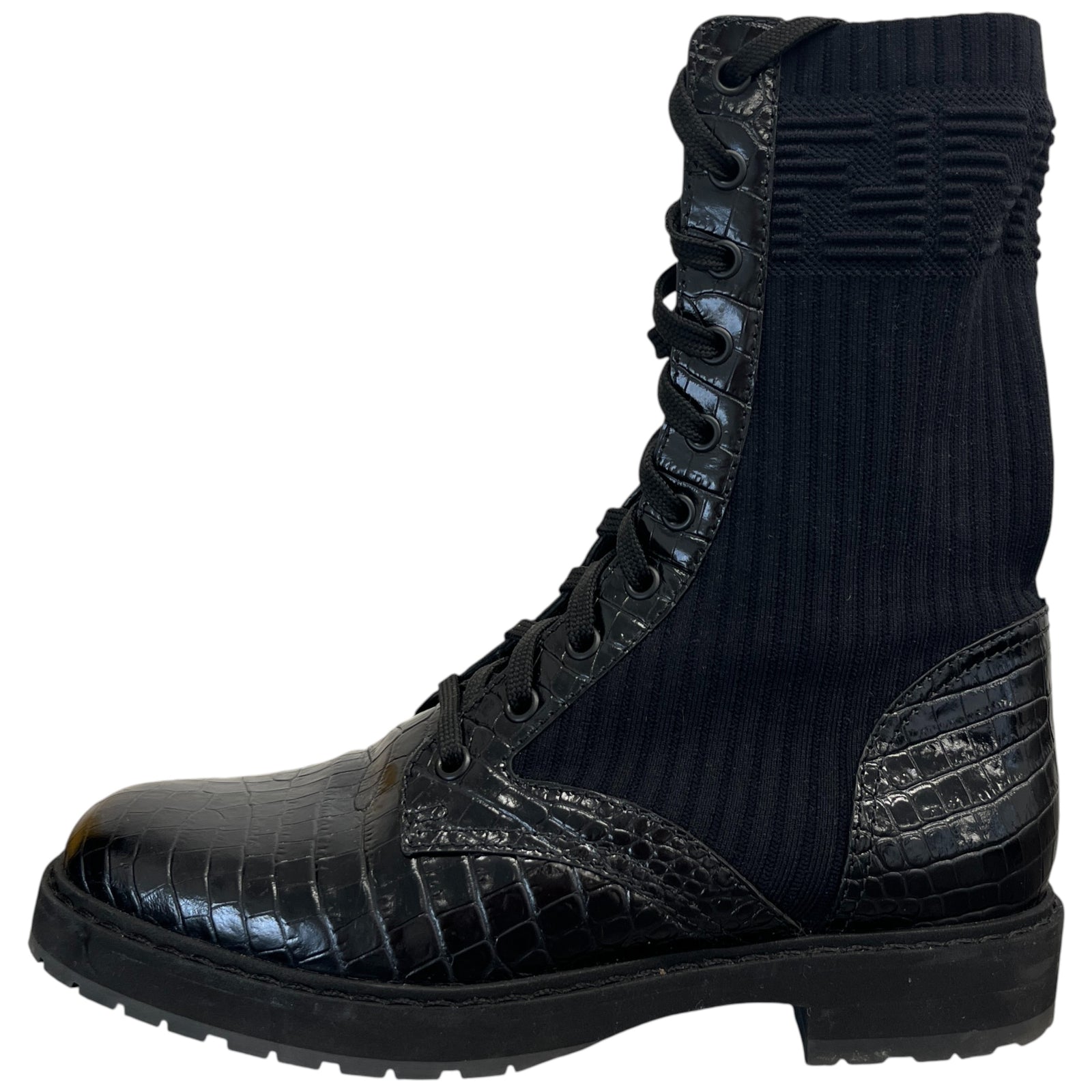 Women's Ff Rockoko Croc Biker Boots Black Size EU 38 / UK 5 - Photo 5