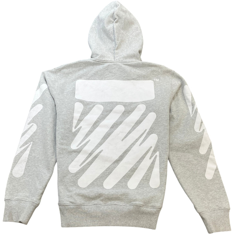 Men's Wave Diag Print Zip Up Hoodie Grey Size L
