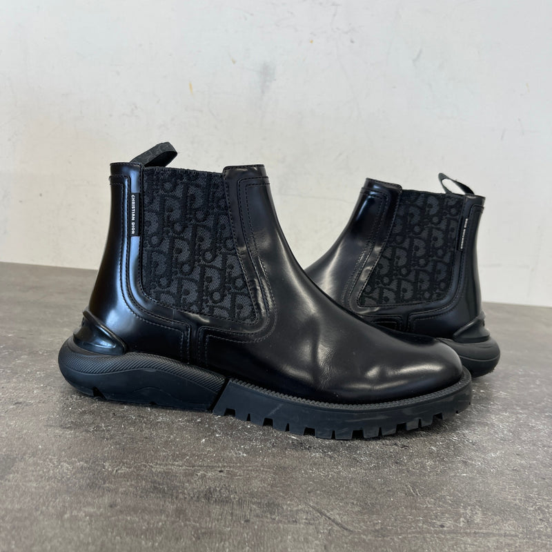 Men's Oblique Combat Chelsea Boots Black Size UK 6.5 / EU 40.5