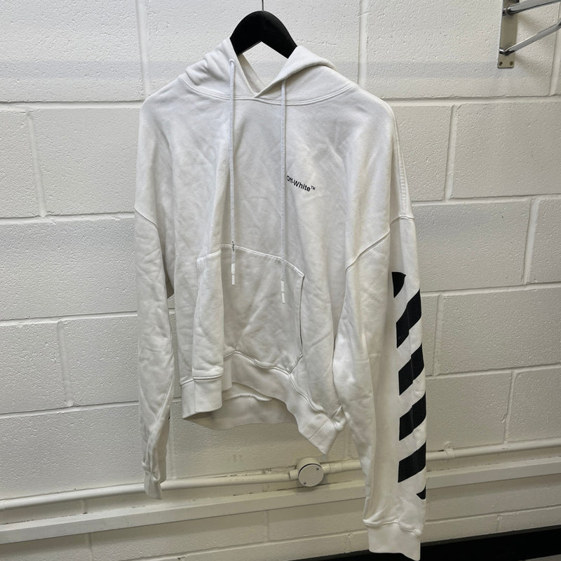 Men's Logo Print Hoodie White Size L
