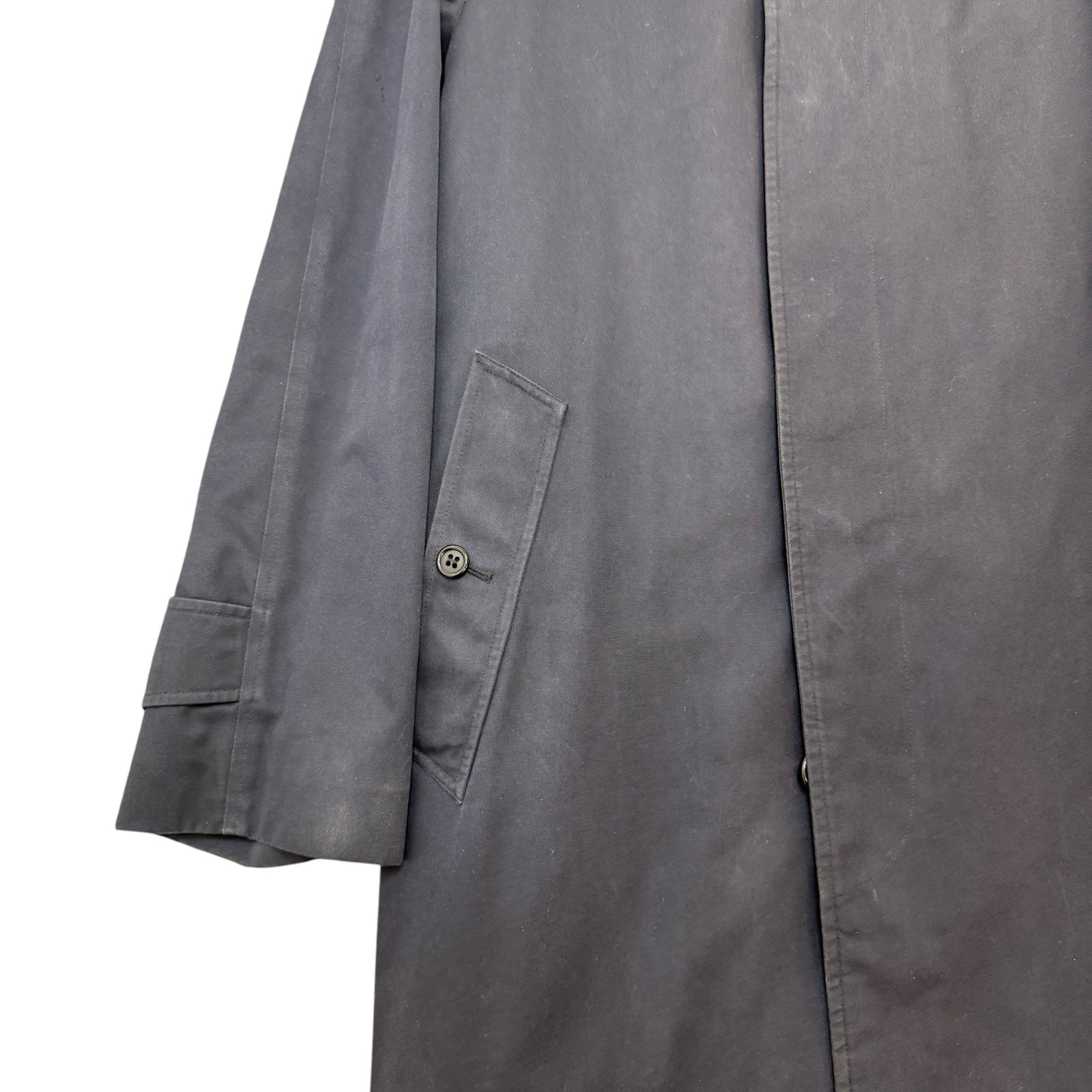 Men's Vintage Check Trench Jacket Navy Size L - Photo 4