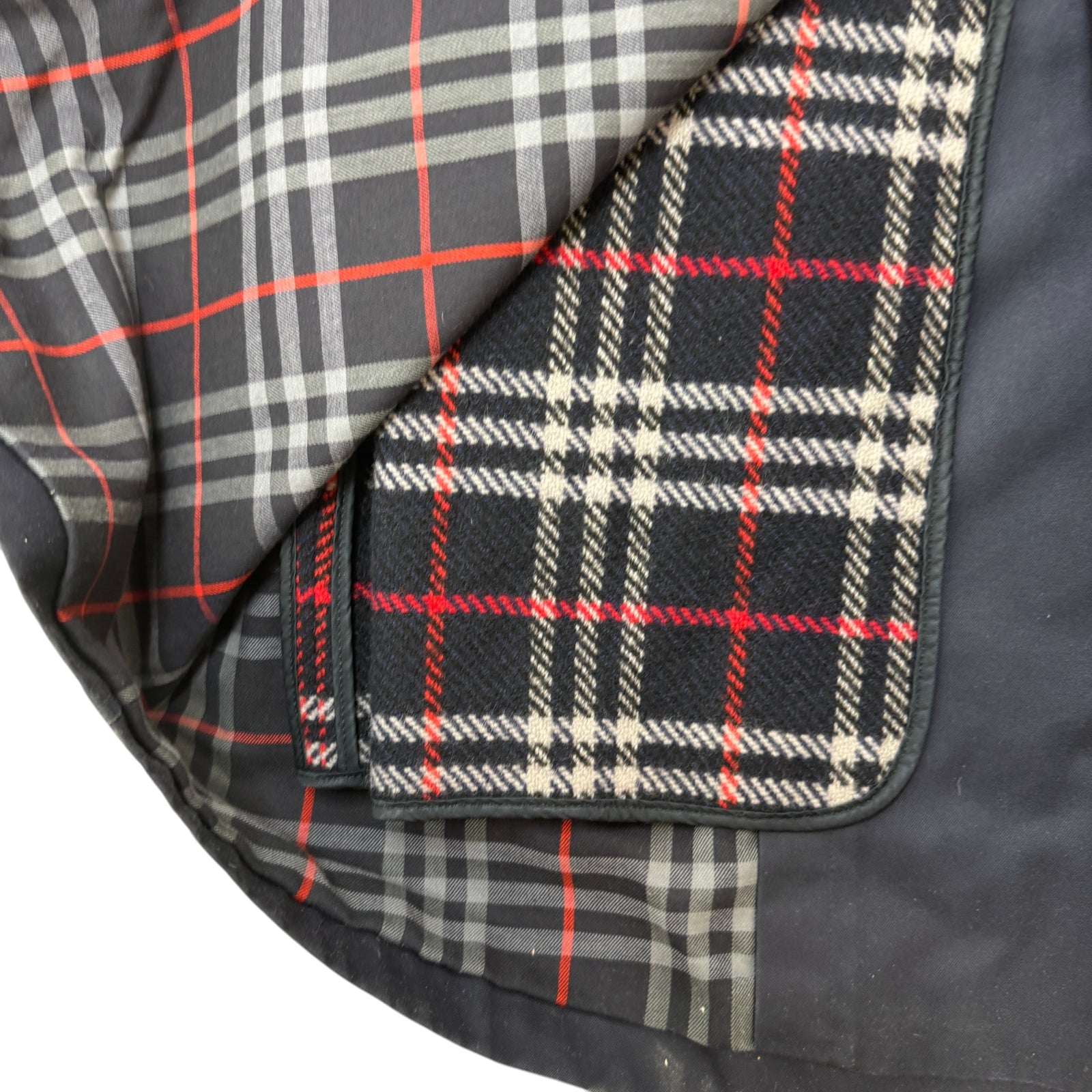 Men's Vintage Check Trench Jacket Navy Size L - Photo 6