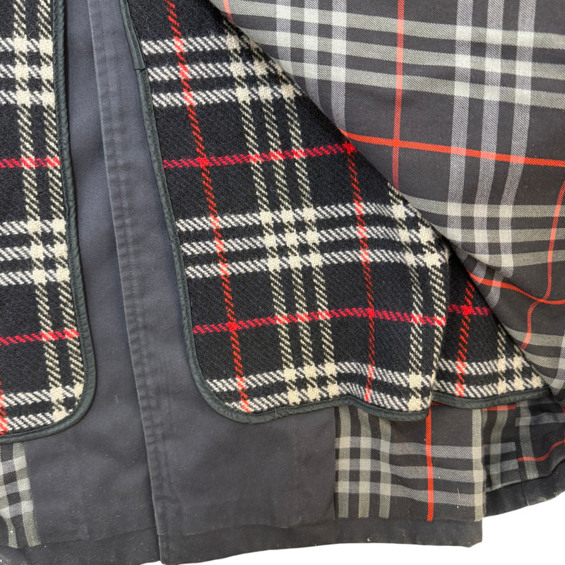 Men's Vintage Check Trench Jacket Navy Size L
