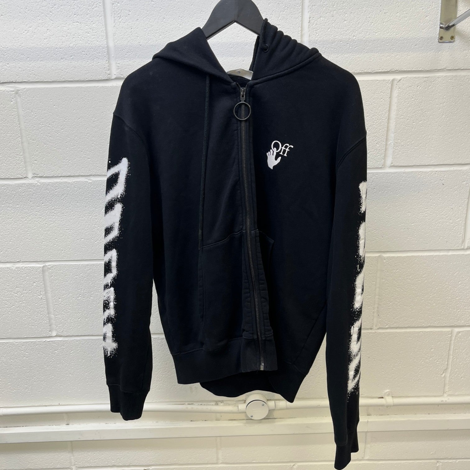 Men's Spray Marker Arrows Zip Up Hoodie Black Size L - Photo 8