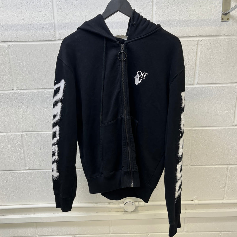 Men's Spray Marker Arrows Zip Up Hoodie Black Size L