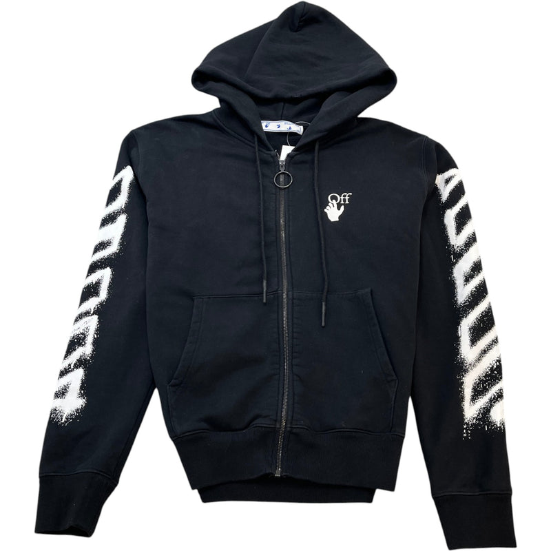 Men's Spray Marker Arrows Zip Up Hoodie Black Size L