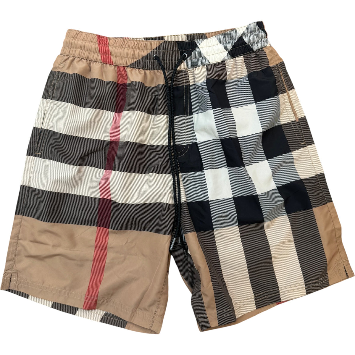 Men's Check Print Swim Shorts Beige Size W31 - Photo 1
