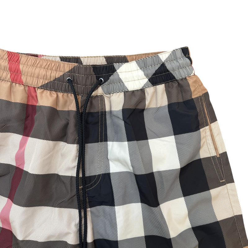 Men's Check Print Swim Shorts Beige Size W31