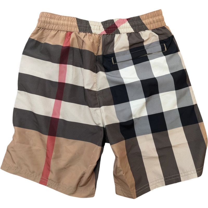 Men's Check Print Swim Shorts Beige Size W31
