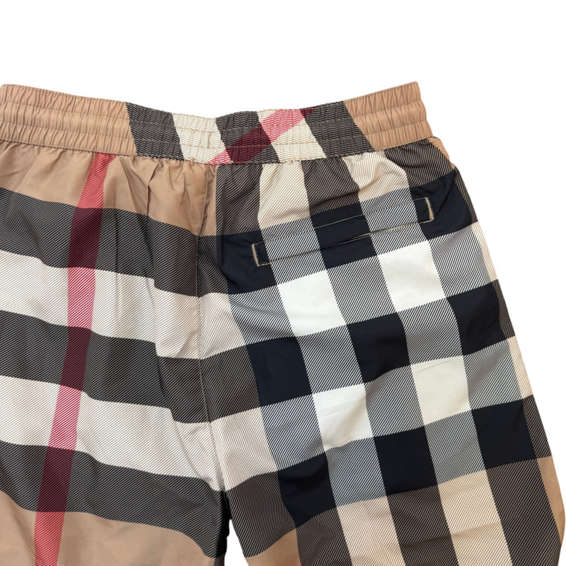 Men's Check Print Swim Shorts Beige Size W31