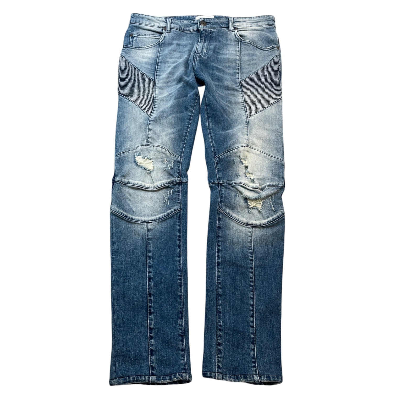 Men's Moto Biker Jeans Blue Size Waist 36" - Photo 1