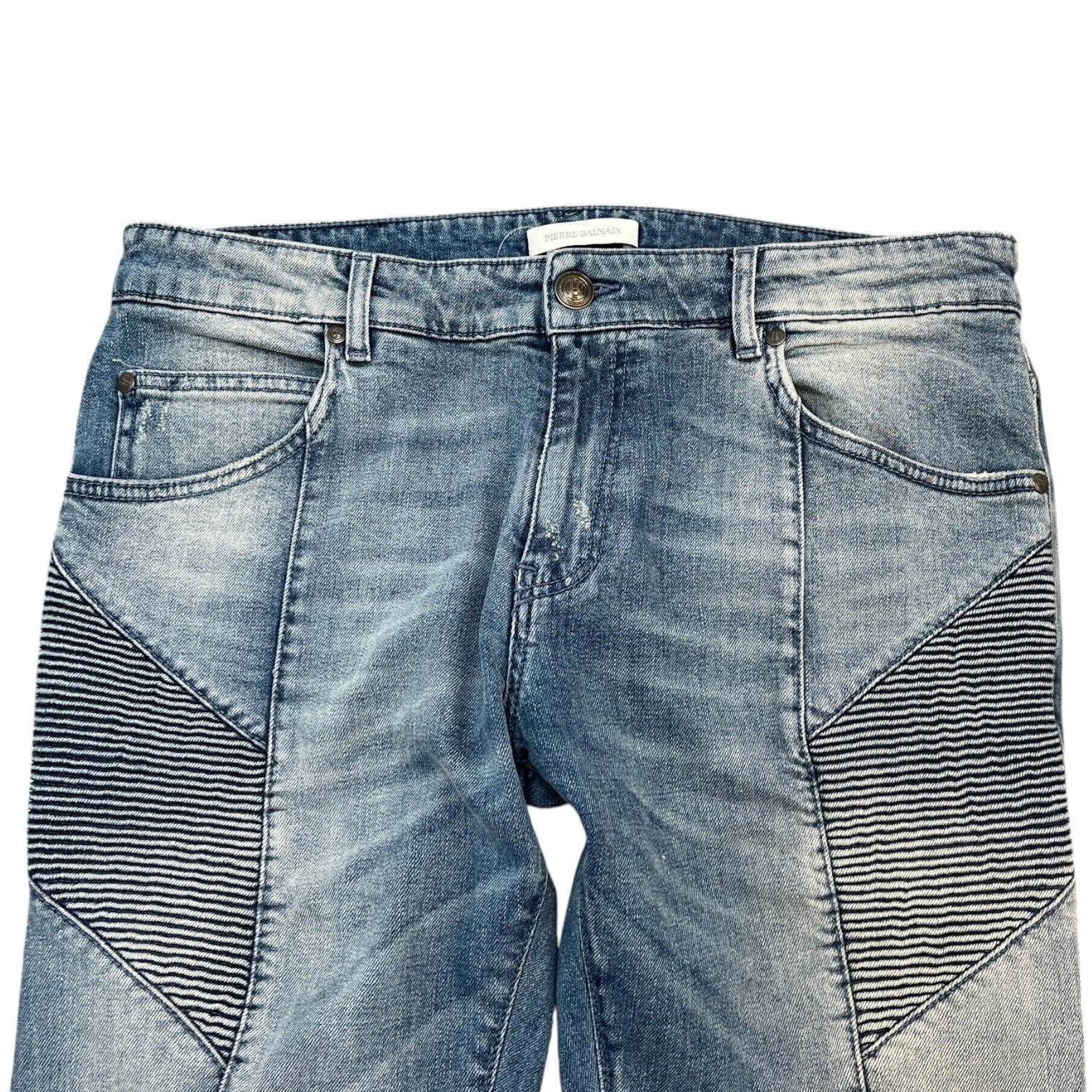 Men's Moto Biker Jeans Blue Size Waist 36" - Photo 5