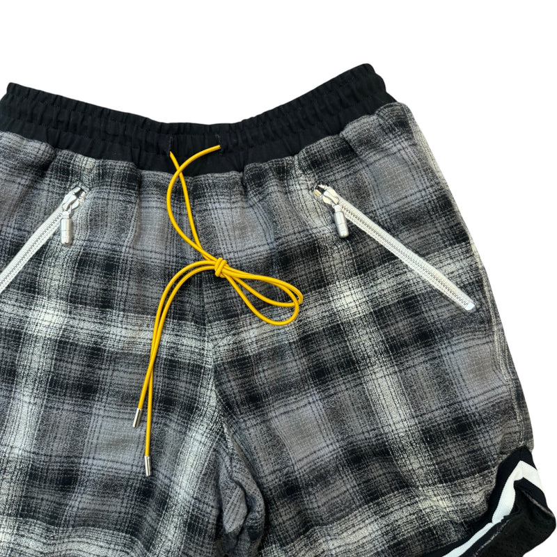 Men's Plaid Flannel Shorts Grey Size S / W30