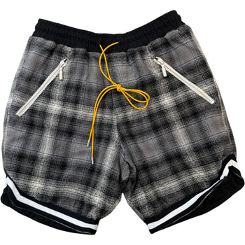 Men's Plaid Flannel Shorts Grey Size S / W30