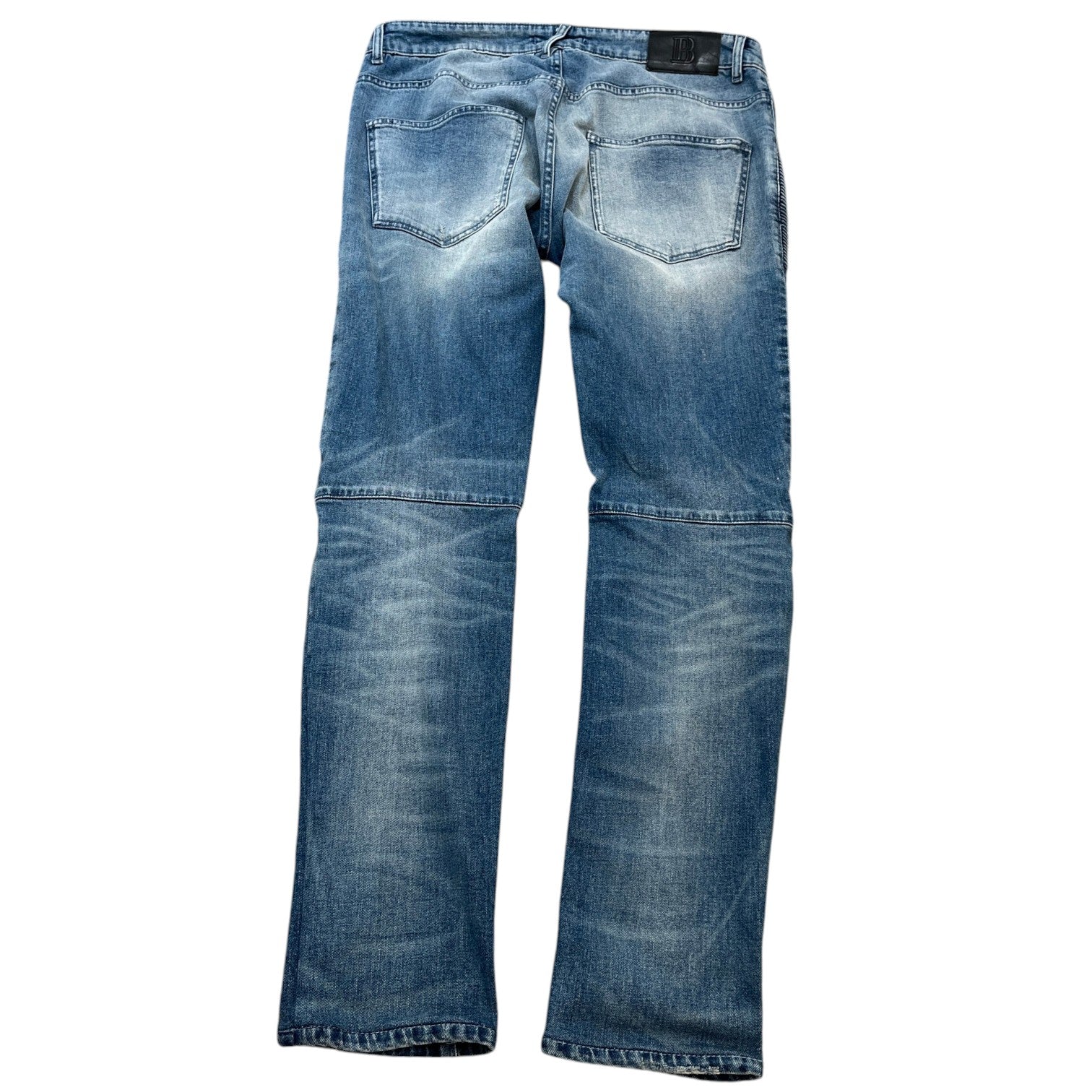 Men's Moto Biker Jeans Blue Size Waist 36" - Photo 2