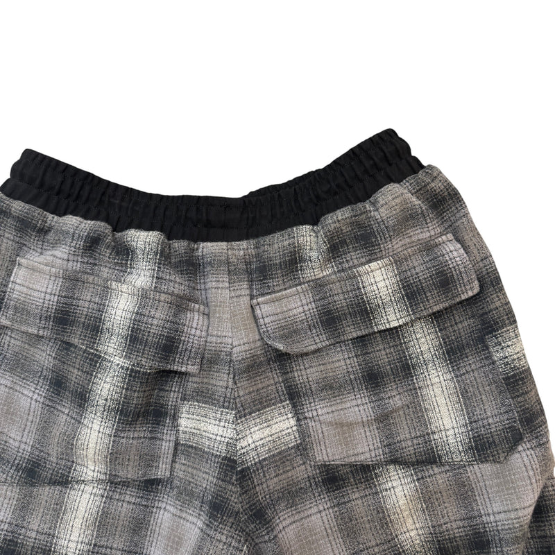 Men's Plaid Flannel Shorts Grey Size S / W30