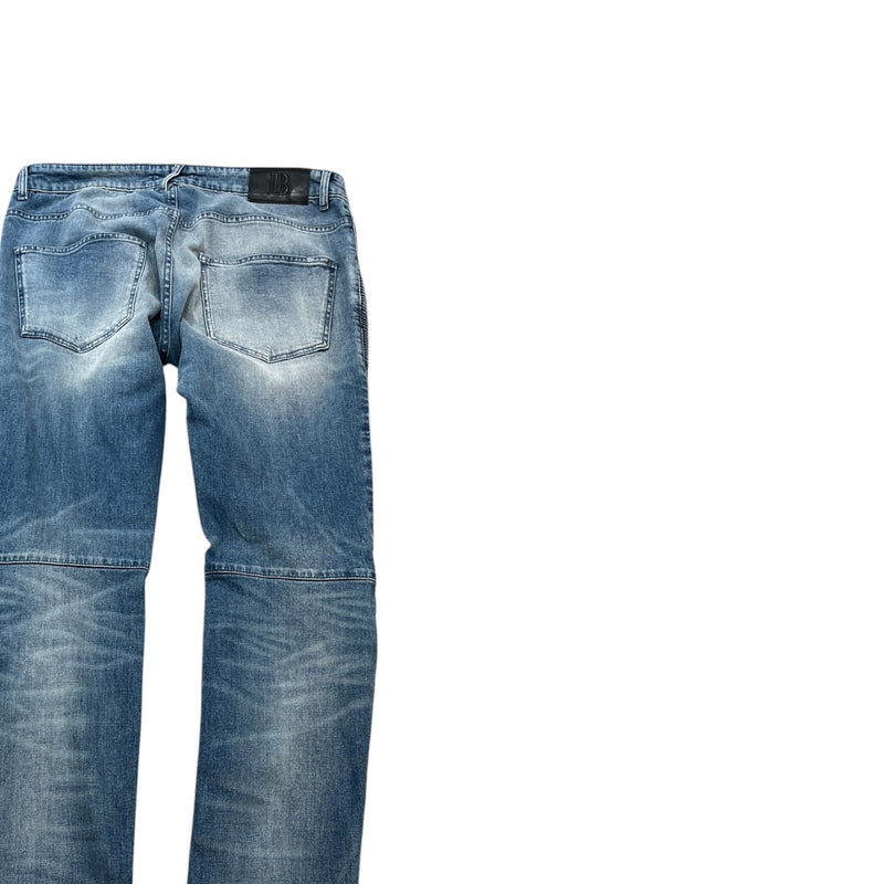 Men's Moto Biker Jeans Blue Size Waist 36"