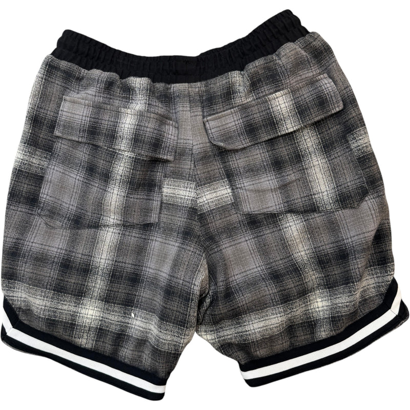 Men's Plaid Flannel Shorts Grey Size S / W30