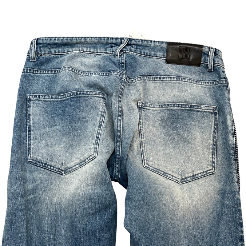 Men's Moto Biker Jeans Blue Size Waist 36"