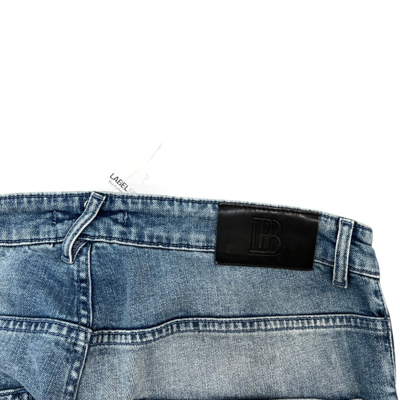 Men's Moto Biker Jeans Blue Size Waist 36"