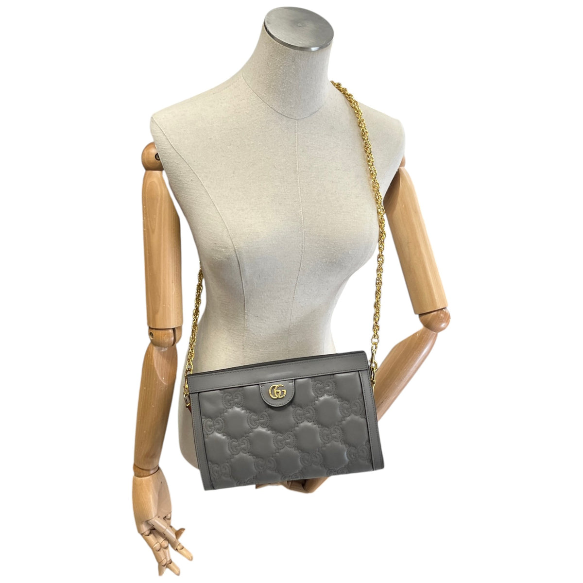 Women's Small GG Matelassé Crossbody Bag Grey - Photo 2