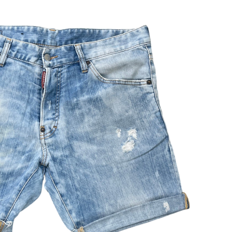 Men's Distressed Logo Shorts Blue Size L / W34