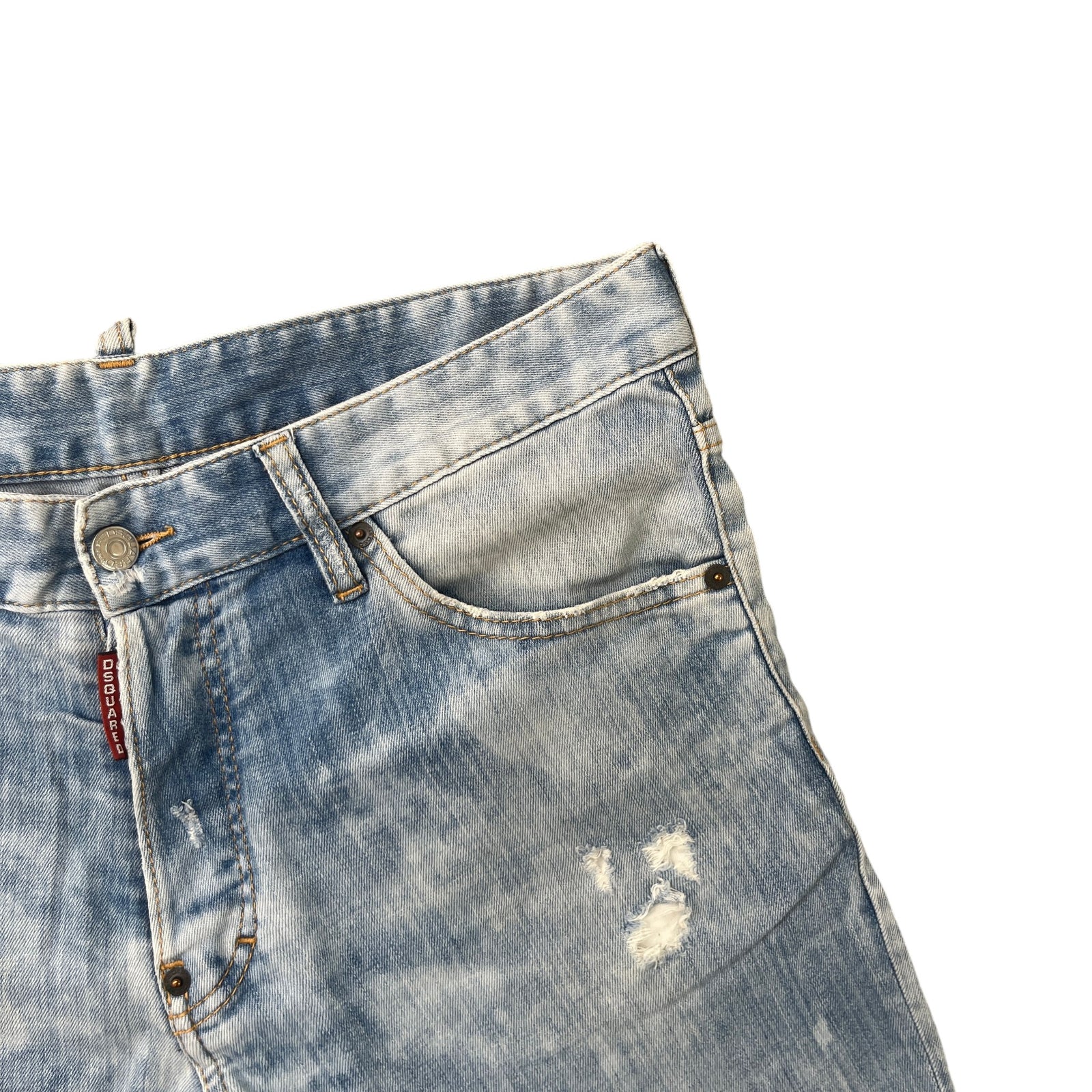 Men's Distressed Logo Shorts Blue Size L / W34 - Photo 5