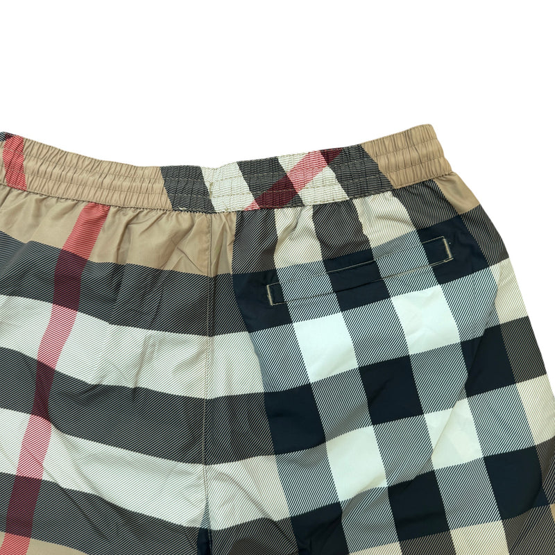Men's Check Print Swim Shorts Beige Size L / W34